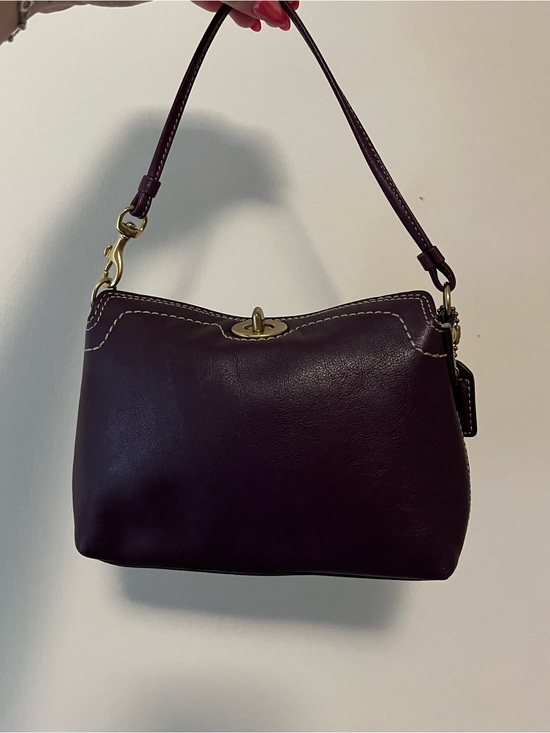 Coach Handbags - Coach Plum Dark Purple Leather Turnlock Shoulder Bag